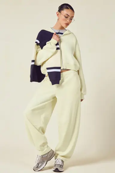 Boxy Zip Through Hoodie And Barrel Leg Jogger Tracksuit