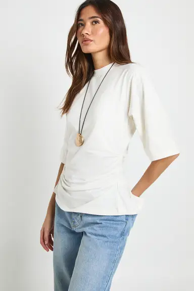 Cinched Waist Half Sleeve T-Shirt